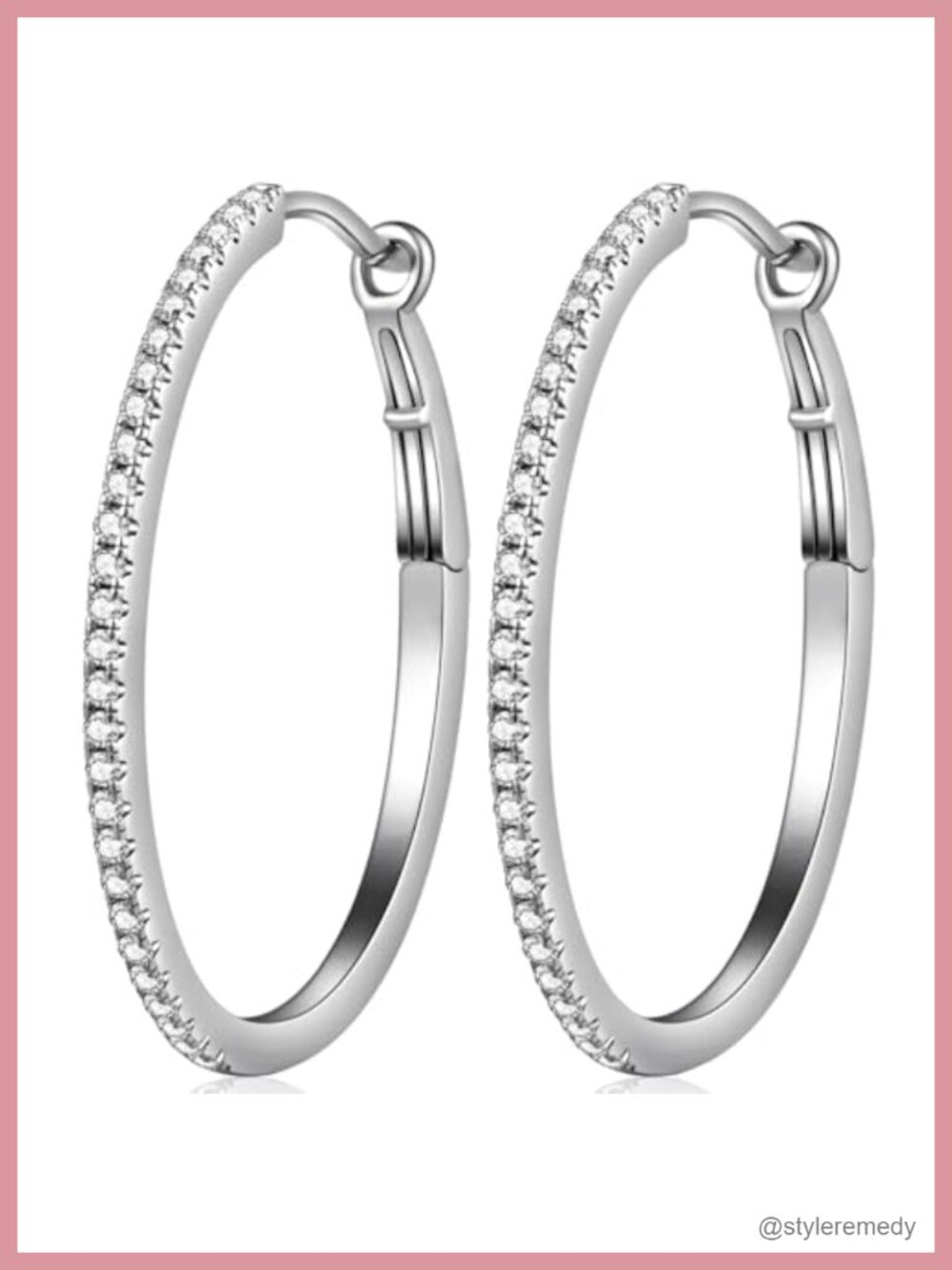 18K White Gold Plated 925 Sterling Silver Hoop Earrings with Removable Pearl